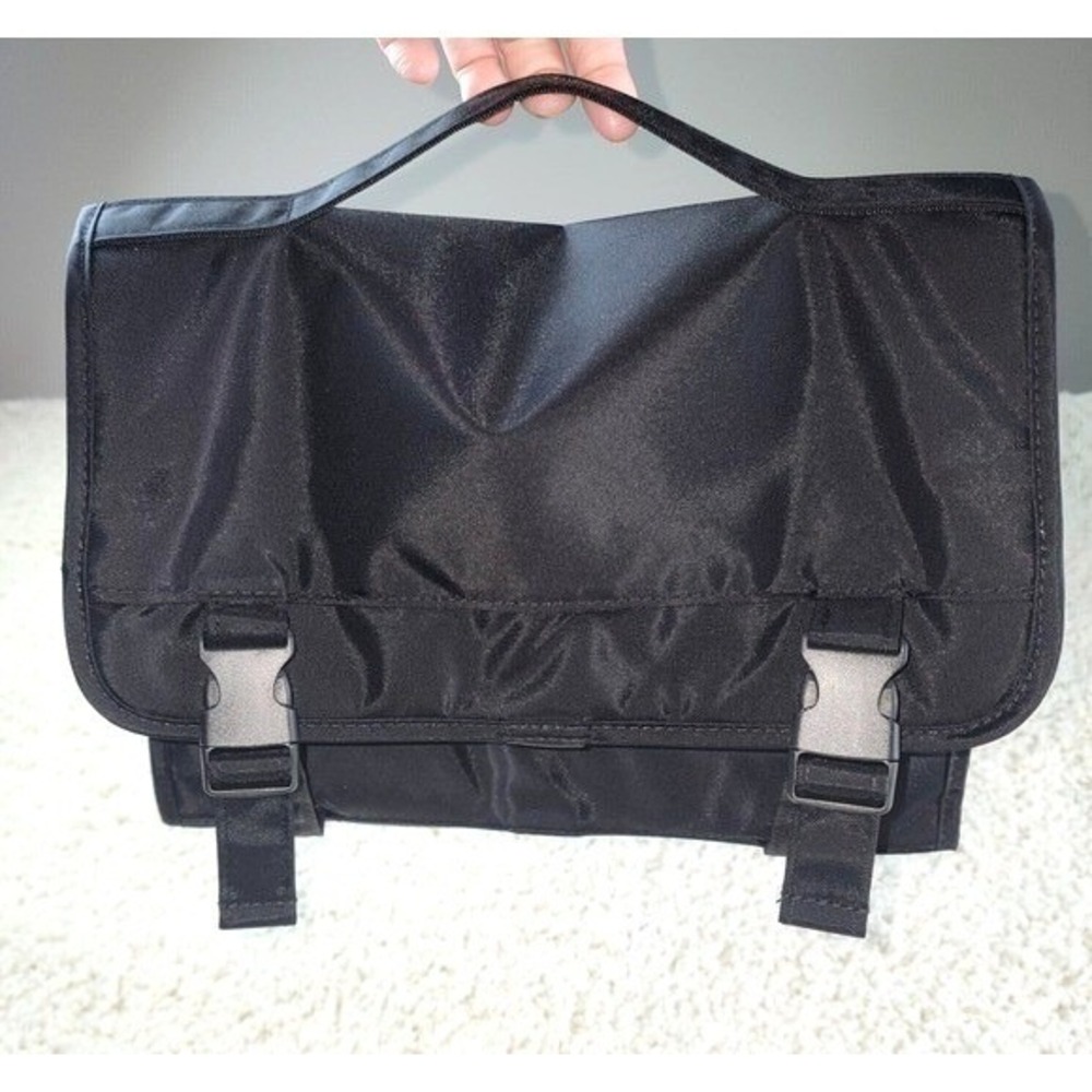 Black Hanging Toiletry Bag Travel Organizer Interior‎ Compartments Buckle Large